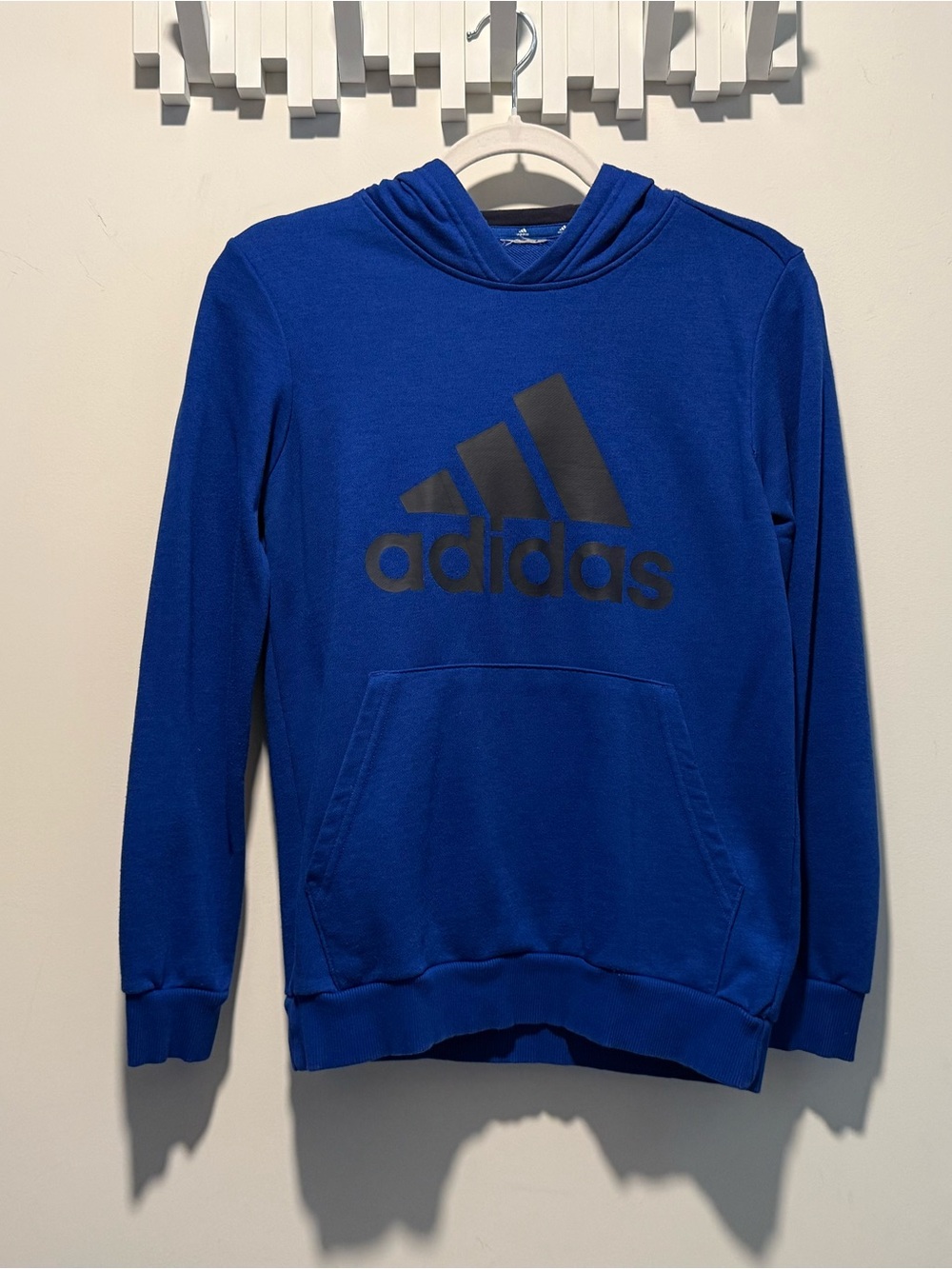 adidas Royal Blue Crewneck Hoodie with Black Logo